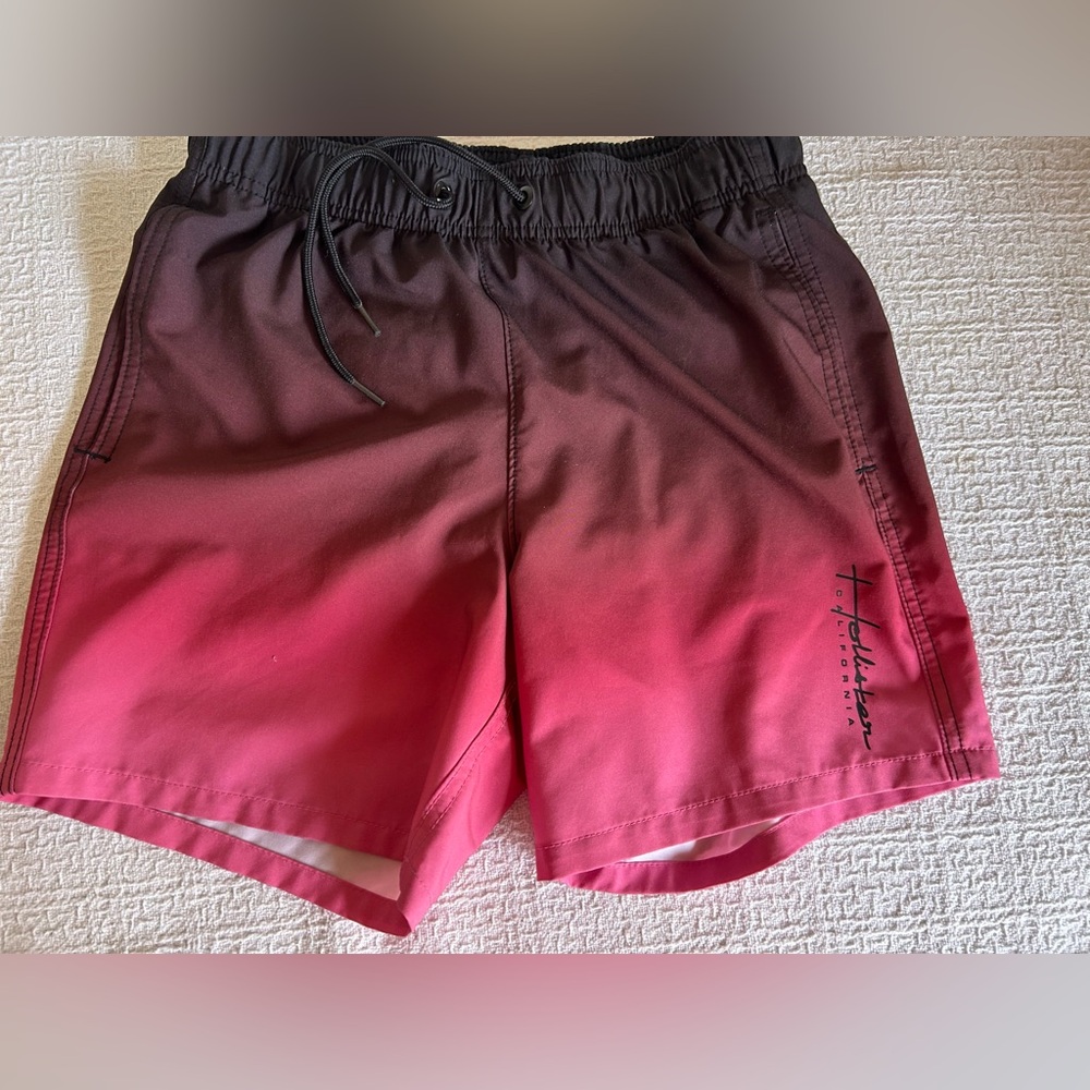 Hollister Ombre Black and Red Men's Athletic Shorts